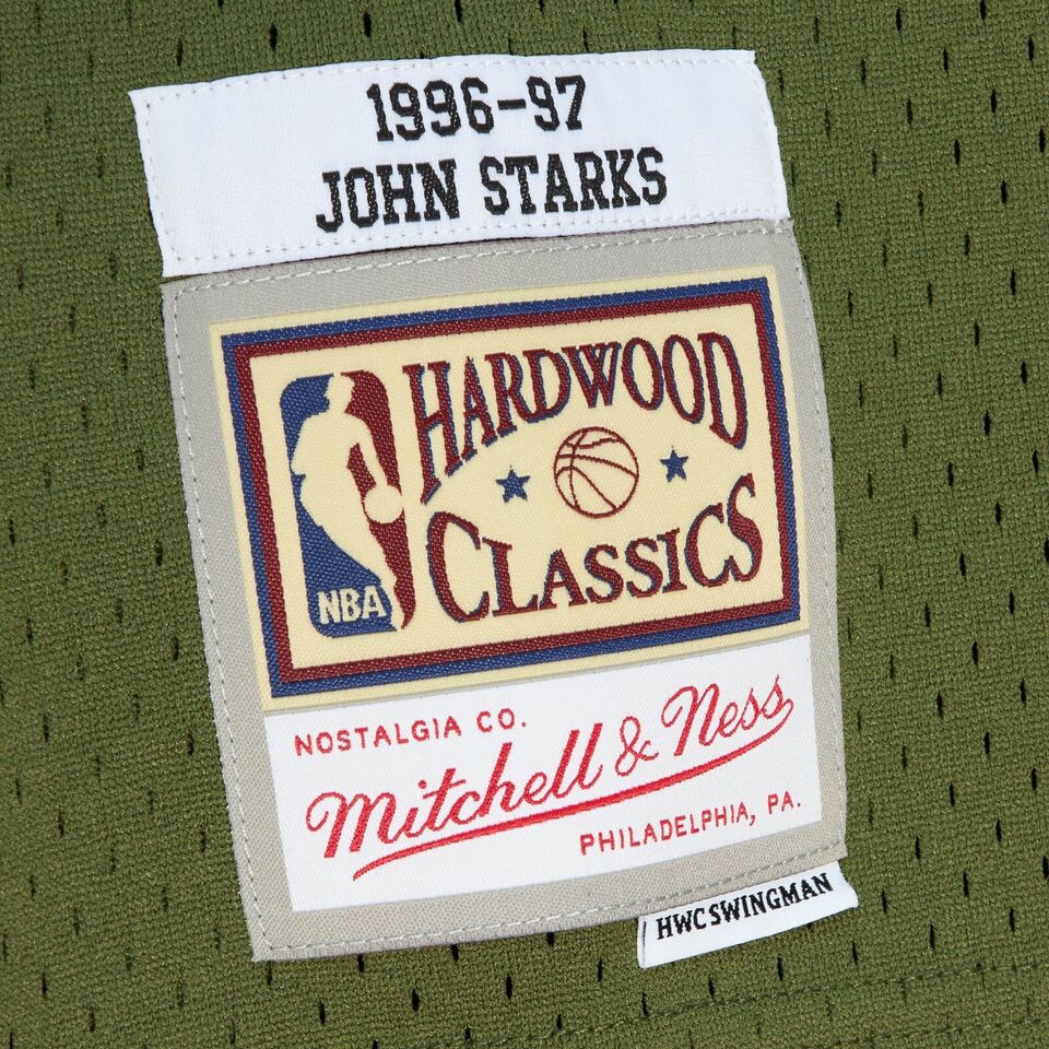 New York Knicks Mitchell & Ness #3 John Starks Olive Flight 1996-97 Hardwood Classics Swingman Jersey