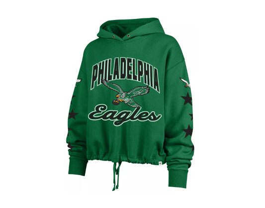 Philadelphia Eagles '47 Women's Starry Eyed Venice Pullover Hoodie Sweatshirt-Kelly Green