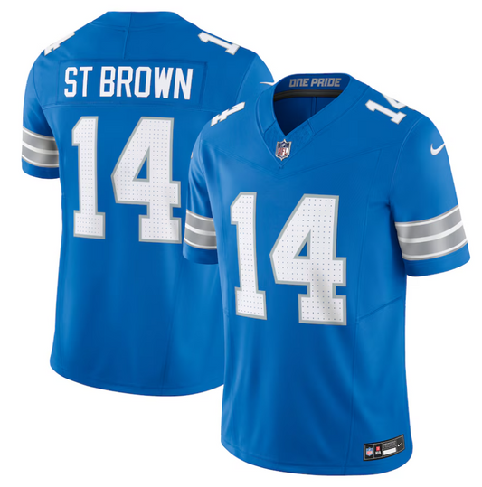Detroit Lions Nike Amon-Ra St. Brown # 14 Vapor F.U.S.E. Limited Jersey - Blue