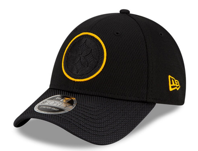 Pittsburgh Steelers New Era Road Sideline 9FORTY Adjustable Hat - Black