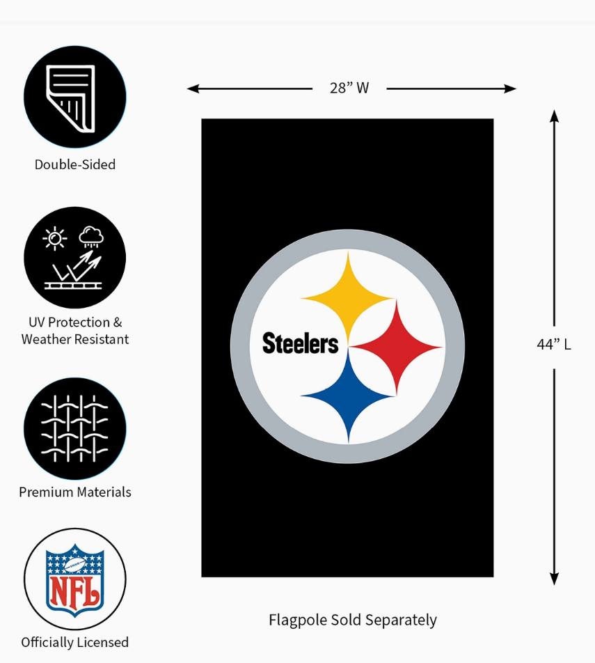 Pittsburgh Steelers Evergreen Applique Delux 28"x44" House Flag