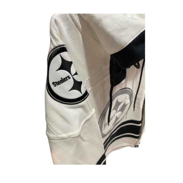 Pittsburgh Steelers '47 Brand White Wash Superior Lacer Hoodie