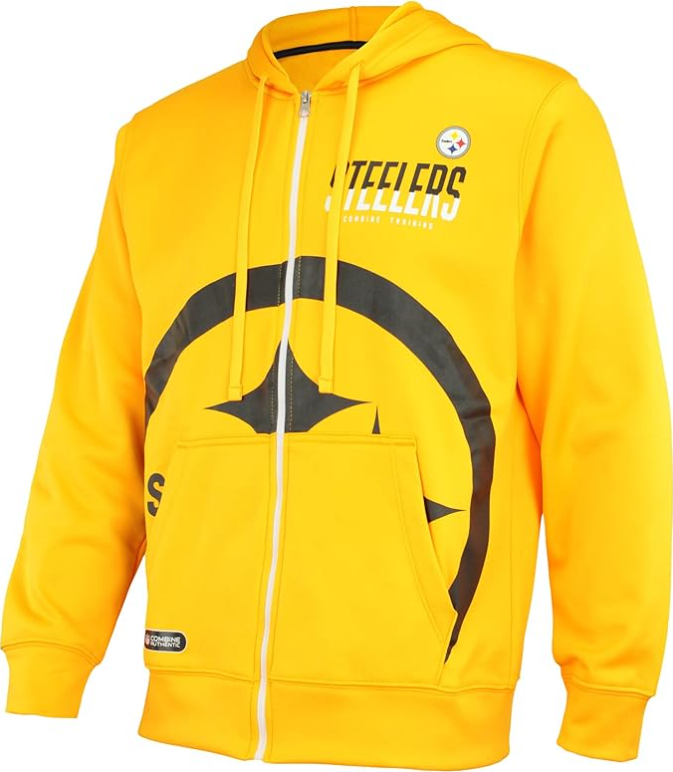 Pittsburgh Steelers New Era Drill Full Zip Hoodie - Yellow