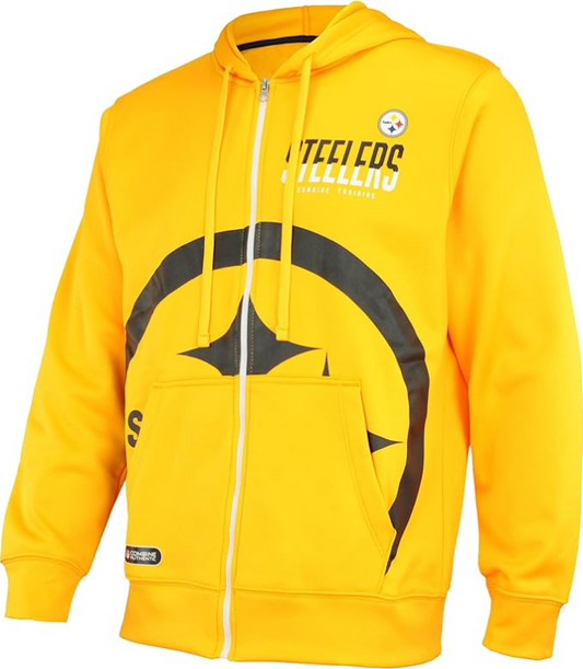 Pittsburgh Steelers New Era Drill Full Zip Hoodie - Yellow
