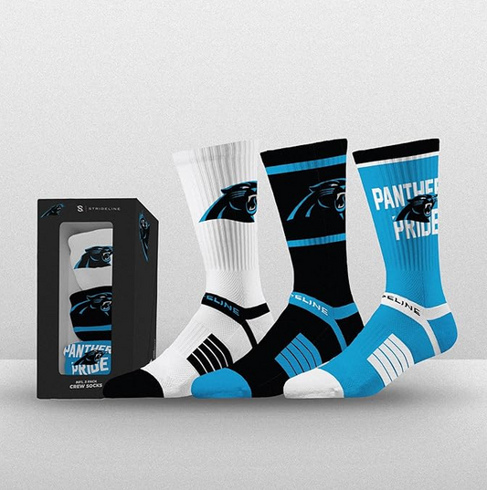 Carolina Panthers Strideline  Unisex Premium 3-Pack Knit Crew Socks Set