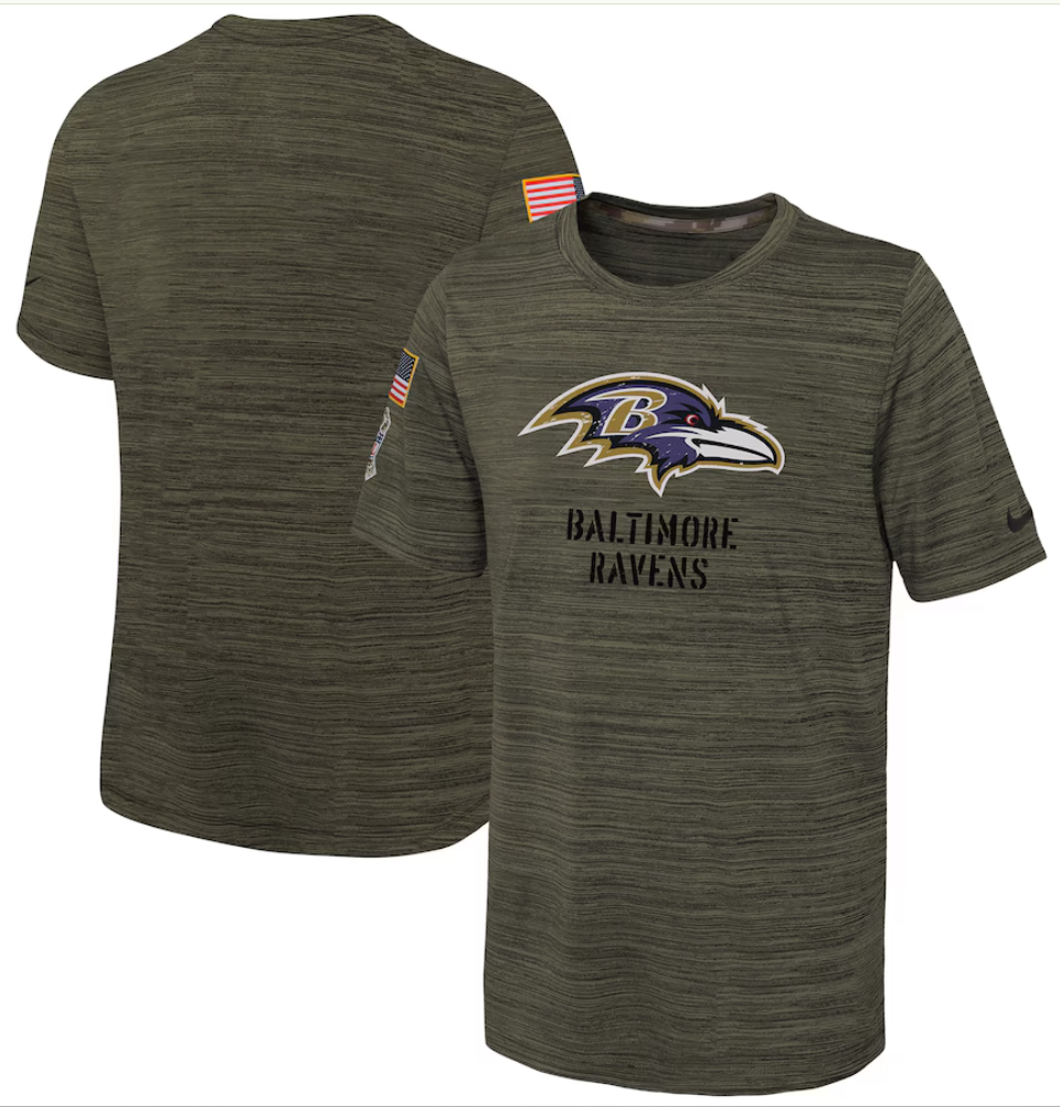 Baltimore Ravens Salute To Service Velocity Olive Men's T-shirts