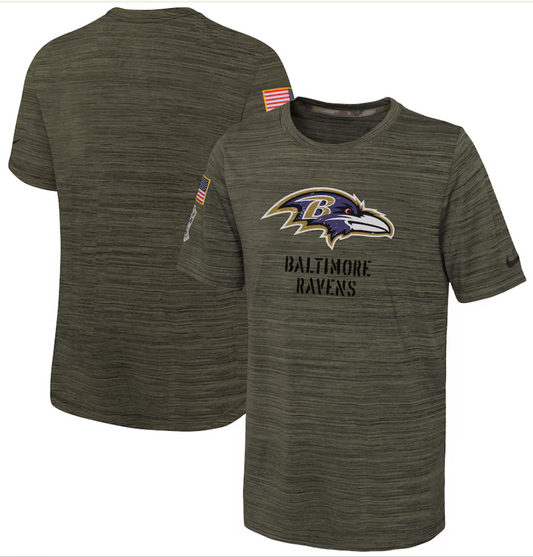 Baltimore Ravens Salute To Service Velocity Olive Men's T-shirts