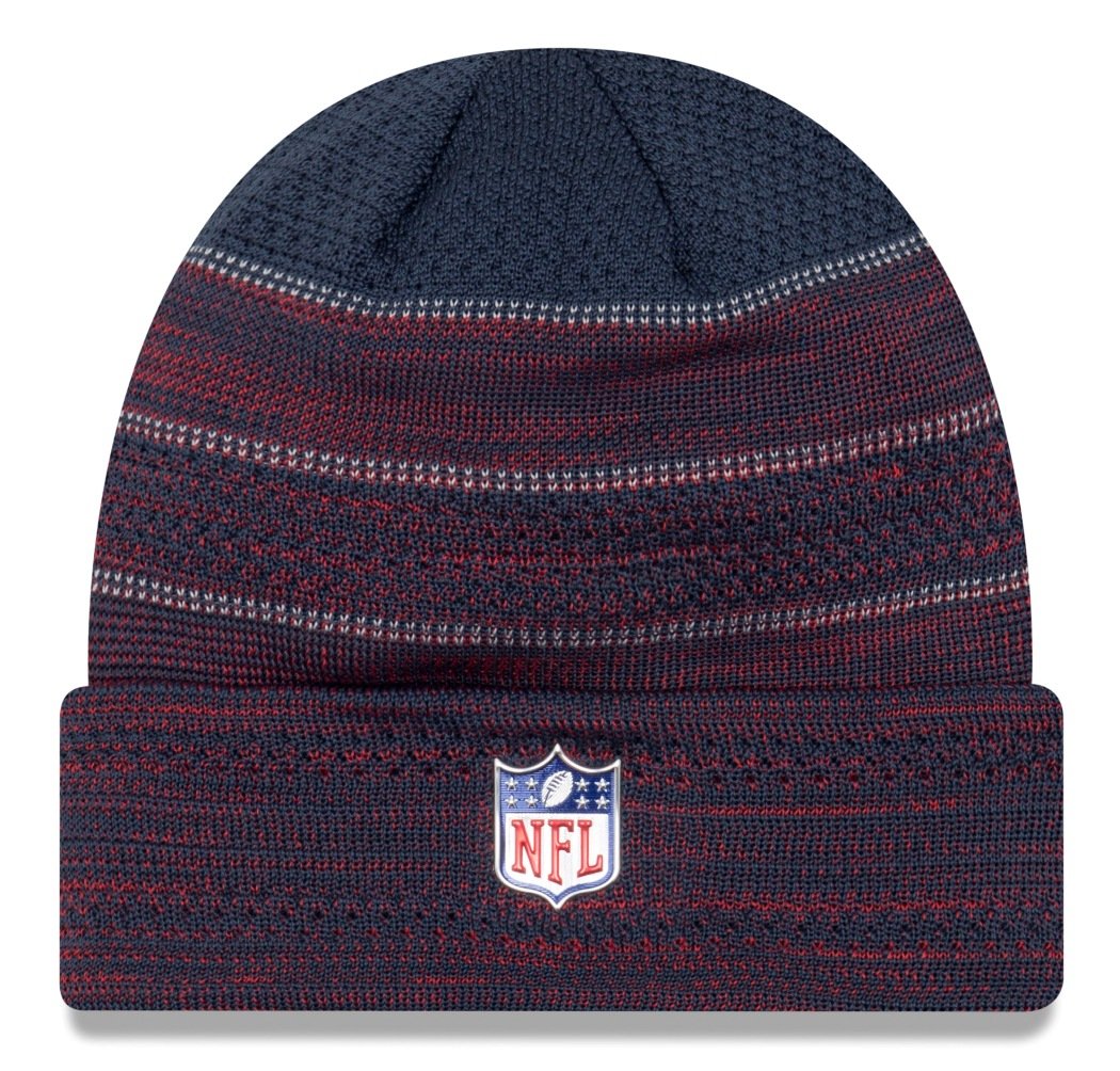 New England Patriots New Era Mens On-Field Historic TD Knit Hat - Blue / Red