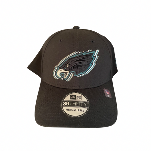 Philadelphia Eagles New Era NFL Black Triple Outline 39THIRTY Flex Hat - Black