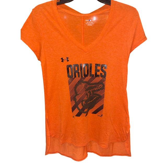 Baltimore Orioles Under Armour Stripe Drop Tail Women's T-Shirt