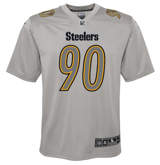 Pittsburgh Steelers #90 T.J. Watt Youth Atmosphere Jersey - Gray