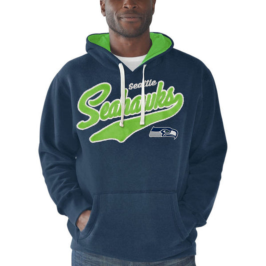 Seattle Seahawks Blue The Wild Card Pullover Hoodie By G-III