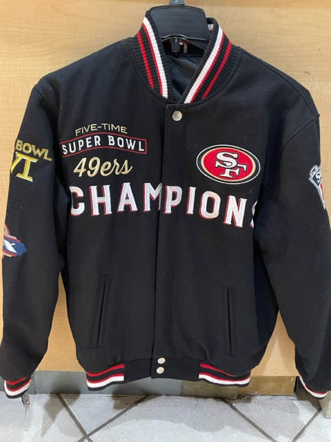 San Francisco 49ers 5 Time Reversible Wool Varsity Jacket - By JH Design