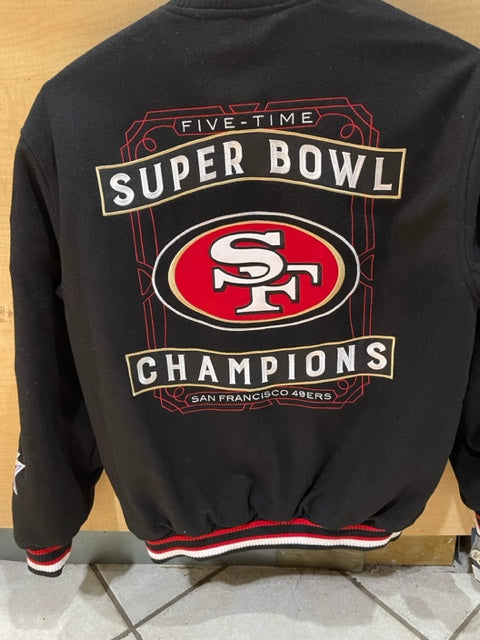 San Francisco 49ers 5 Time Reversible Wool Varsity Jacket - By JH Design